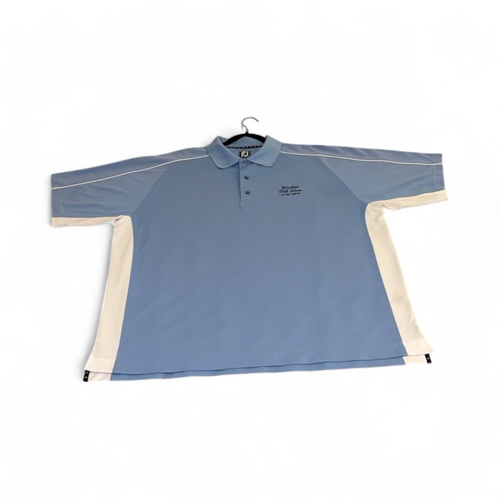 FootJoy Light Blue and White Men's Golf Polo Shirt - Picture 3 of 5